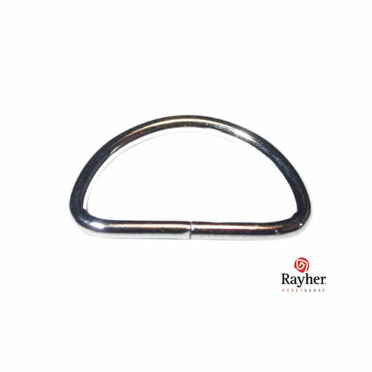 Zilverkleurige tas ring halfrond voor riem van 2,5 cm