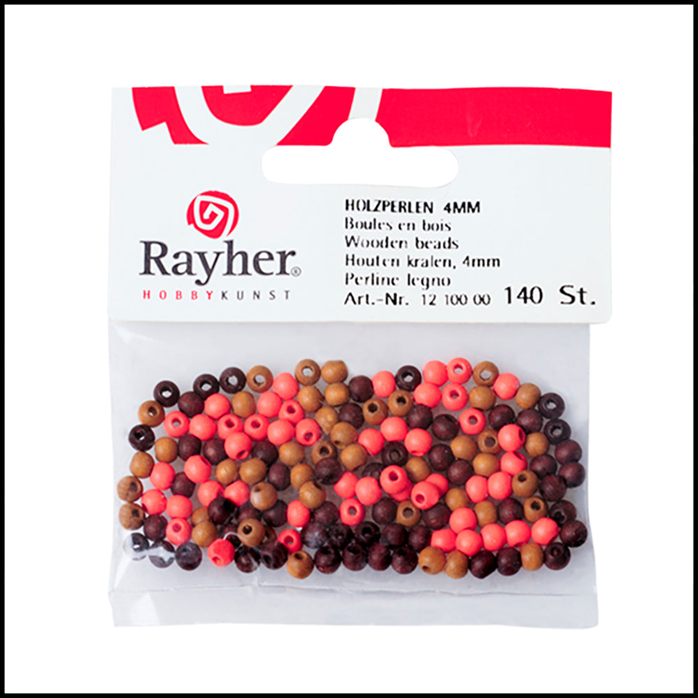 Rayher - Mix Ronde houten kralen 04 mm