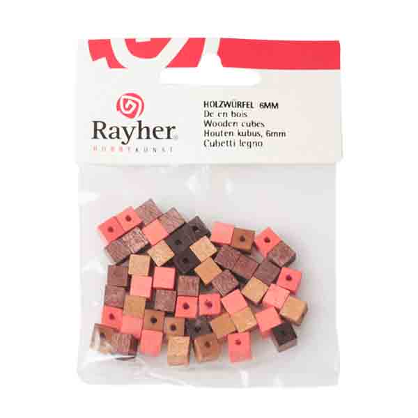 Brown colors mixed , square bead 6 mm from Rayher