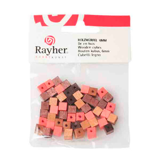 Brown colors mixed , square bead 6 mm from Rayher