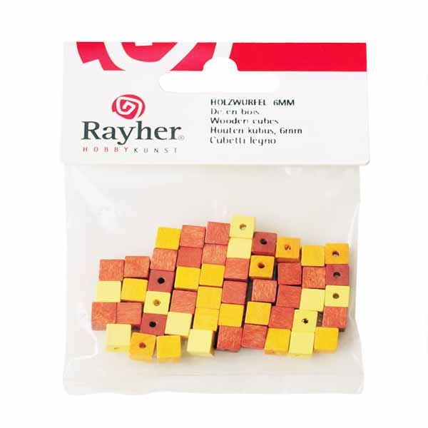 Yellow colors mixed , square bead 6 mm from Rayher