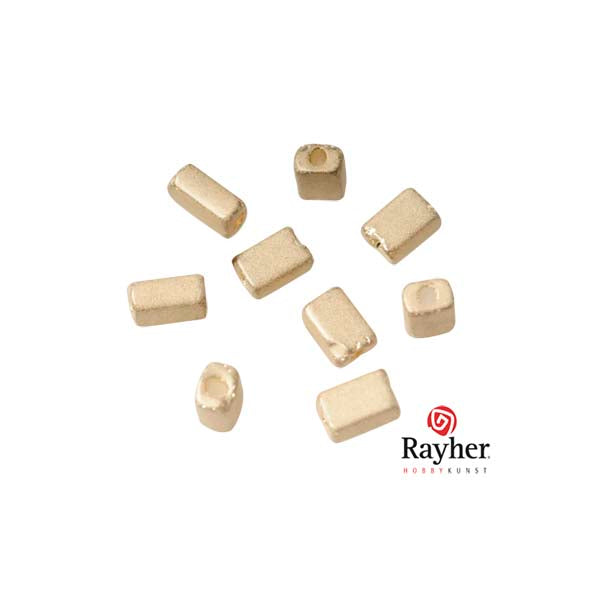 Cream/White metallic Square rocailles from Rayher