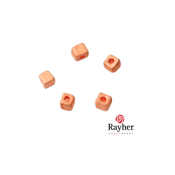 Blush Pink metallic square rocailles 3,4 x 3,4mm from Rayher.