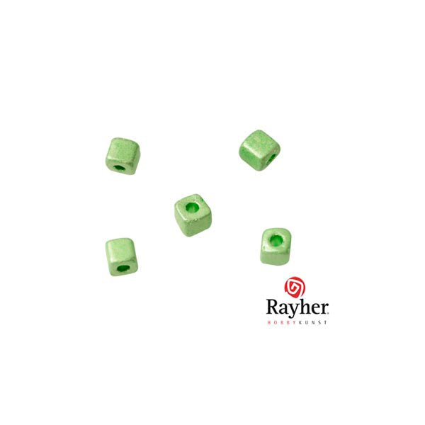 Lime metallic square rocailles 3,4 x 3,4mm from Rayher.