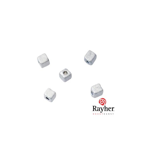 Silver grey metallic square rocailles 3,4 x 3,4mm from Rayher