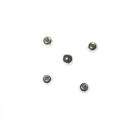 Silver colored round beads made of plastic, 3 mm Rayher