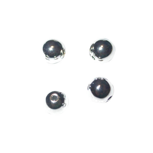 Silver colored round beads made of plastic, 6 mm Rayher