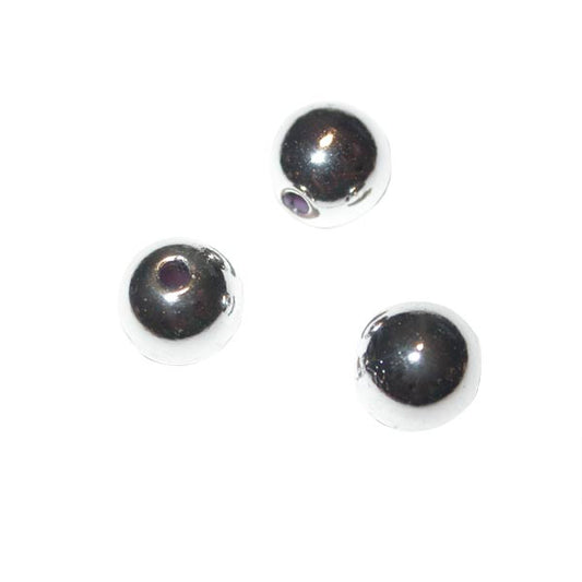 Silver colored round beads made of plastic, 8 mm Rayher