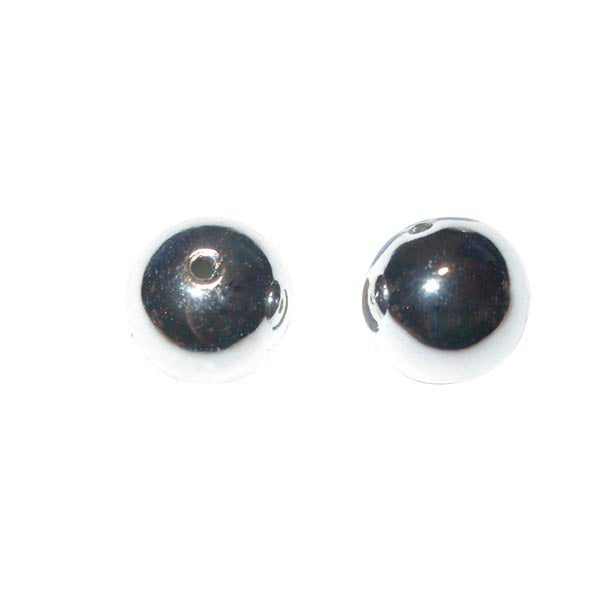 Silver colored round beads made of plastic, 10 mm Rayher