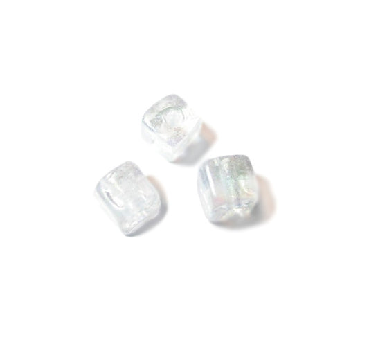 Transparent, square glass bead