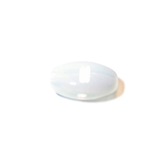 Milk white, oblong glass bead