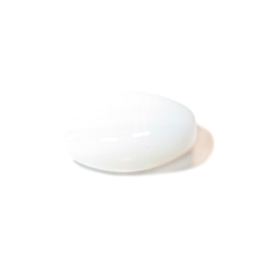 Milkwhite, oblong glass bead