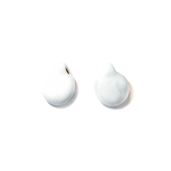 Round, dropform, white glass bead