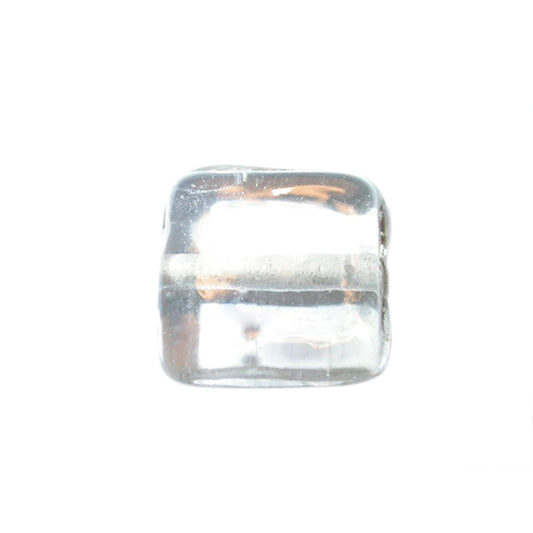 Transparent, flat, square glass bead