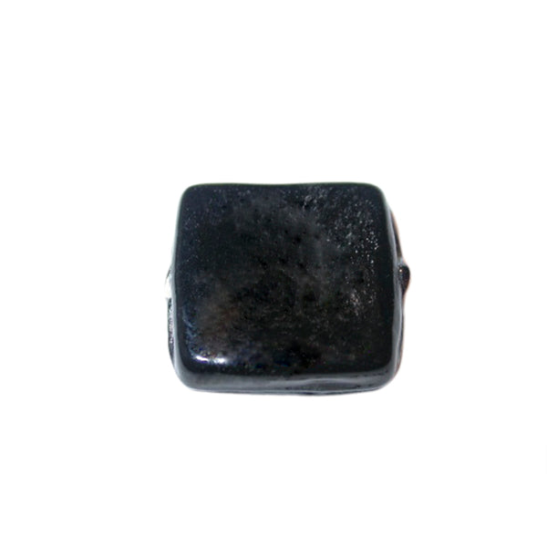 Black, flat, square glass bead