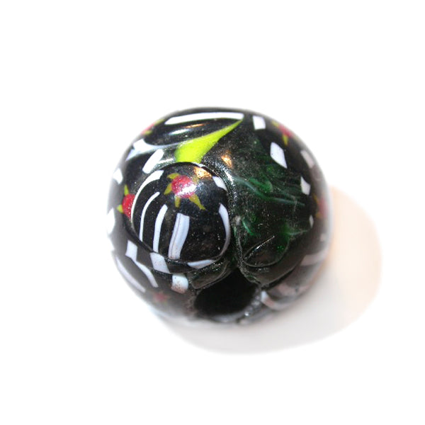 Big, black, round glass bead