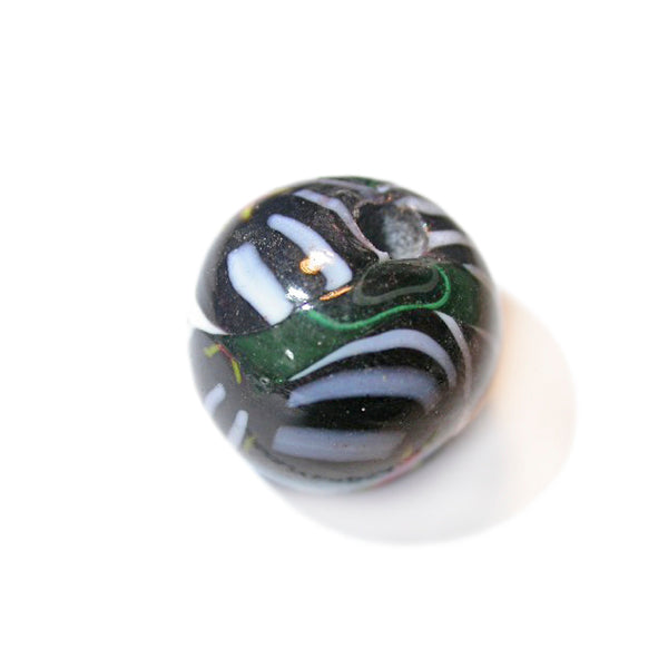 Big, black, round glass bead