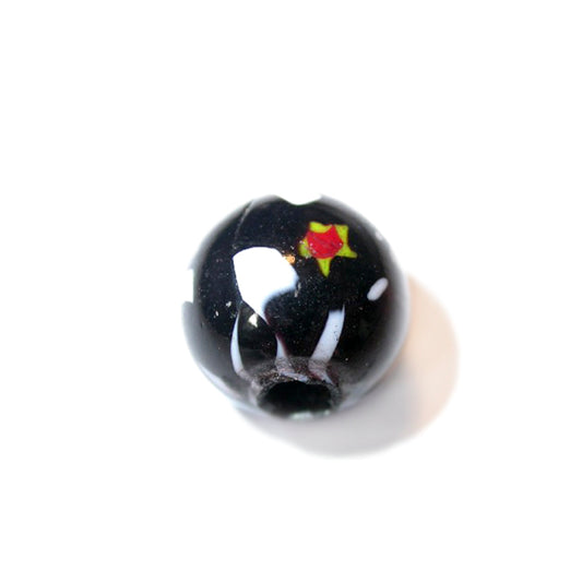 Round, black glass bead