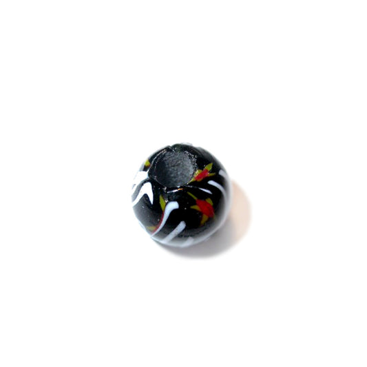 Round, black glass bead