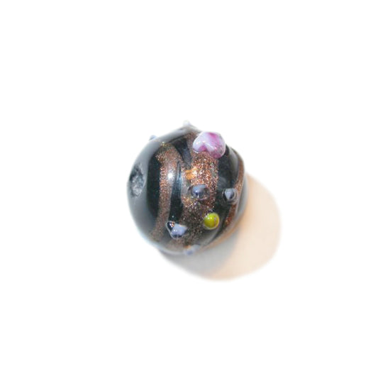 Italian style, round, black glass bead