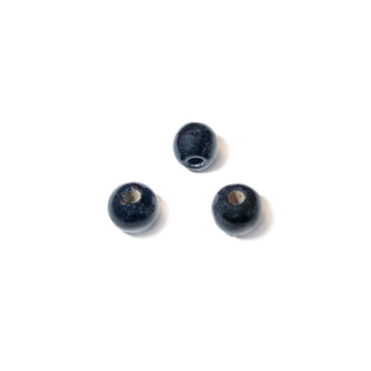 Black, round glass bead