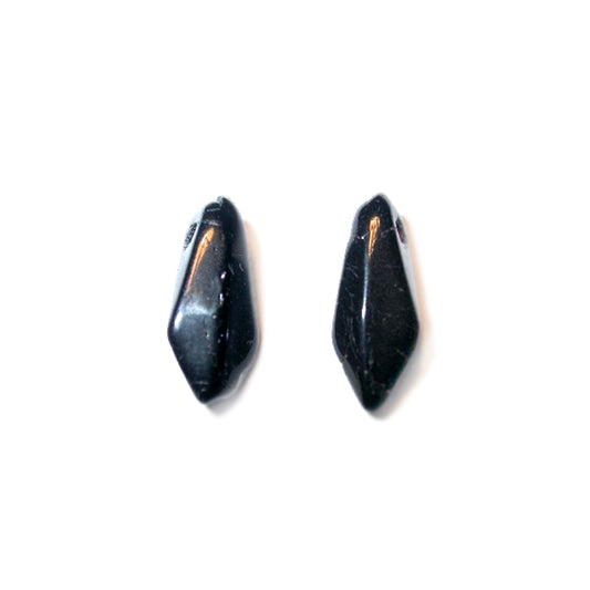 Black, oblong glass bead