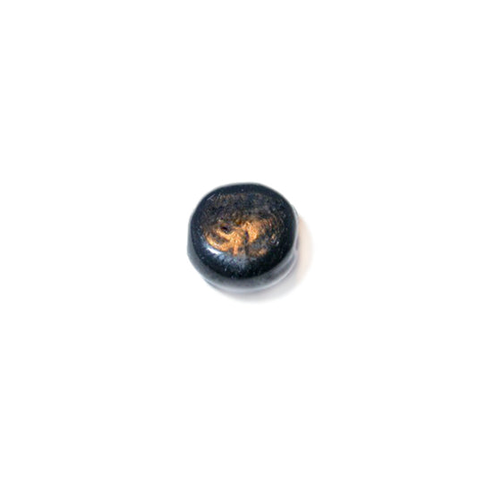 Black, flat round glass bead