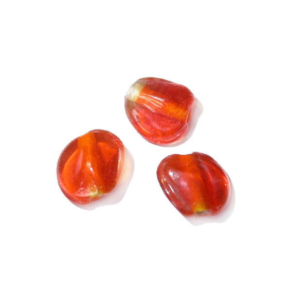 Orange, flat glass bead