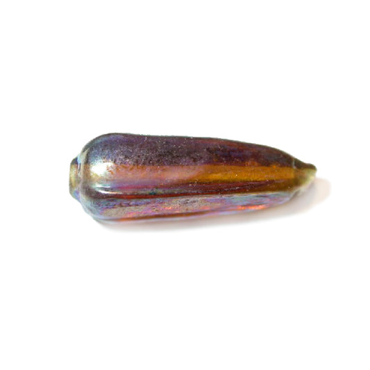 Oblong, Orangebrown glass bead