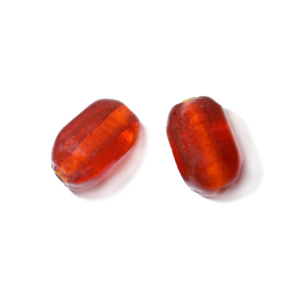 Orange glass bead with rounded corners