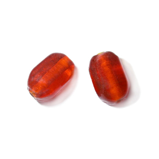 Orange glass bead with rounded corners