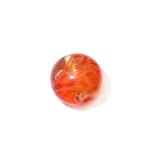 Orange round glass bead with darkorange spots