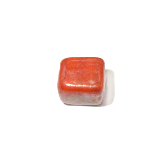 Orange, square glass bead with gloss