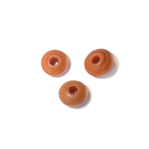 Frosted, Orange glass bead, disc form