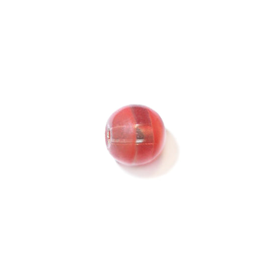 Orange round glass bead with transparent stripe