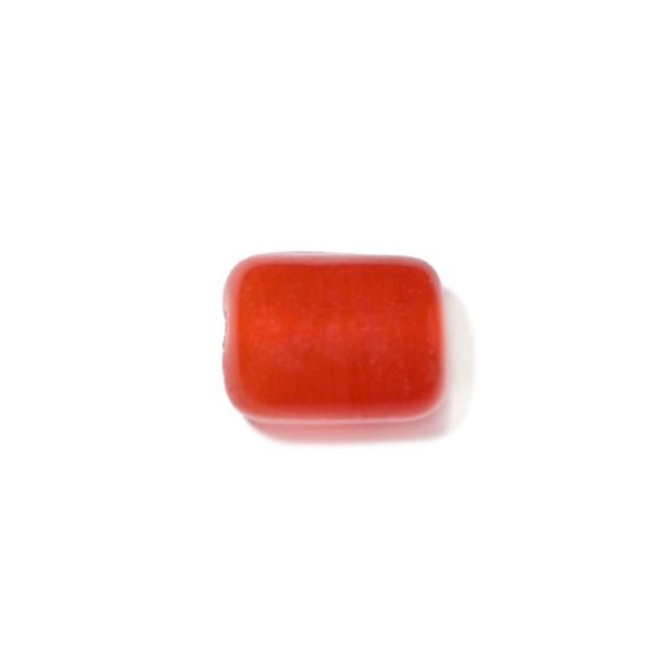 Dark orange glass bead with oblong form