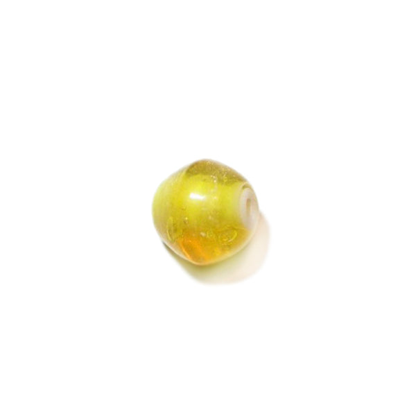 Yellow glassbead with white inside