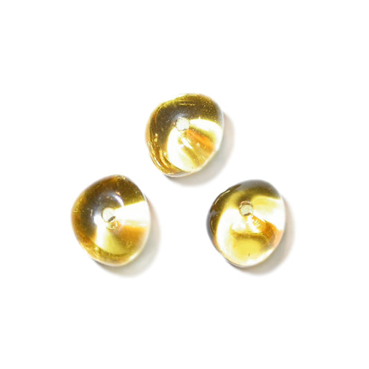 Oval form yellow glass bead