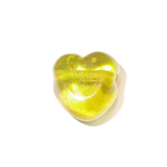 Yellow, heartform bead made of glass