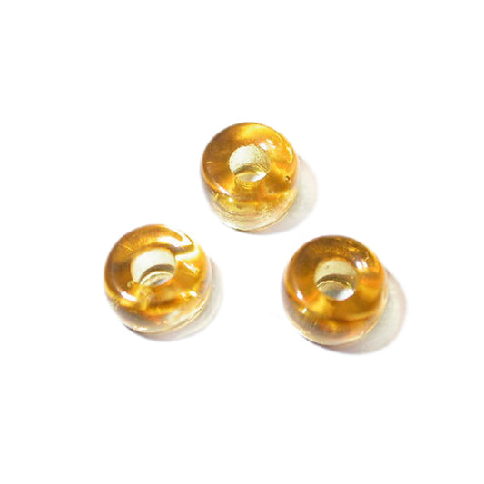 Yellow tranparent glass bead with wider opening (3 mm)