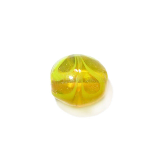 Yellow glass bead with light yellow stripes