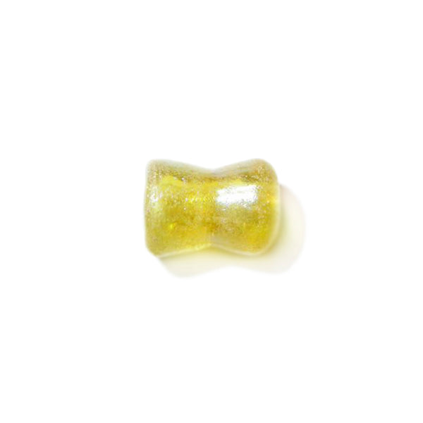 Yellow diabolic glass bead with luster