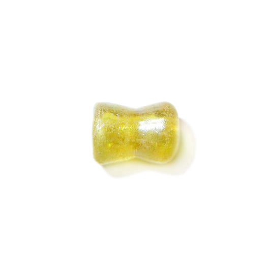 Yellow diabolic glass bead with luster