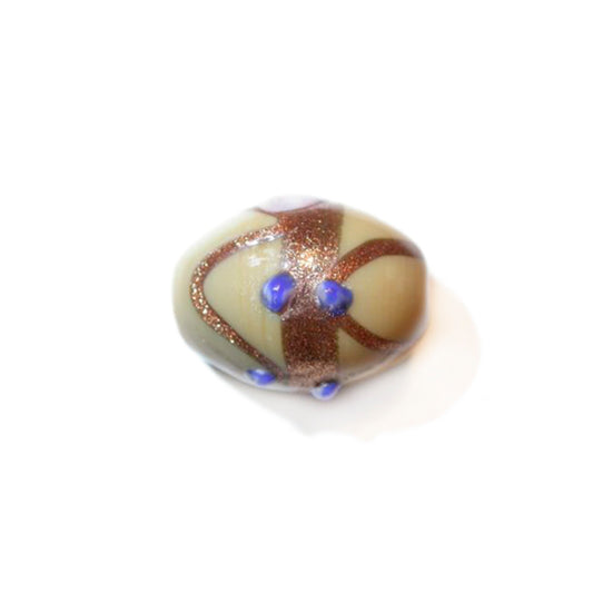 Beige Italian style oblong glass bead