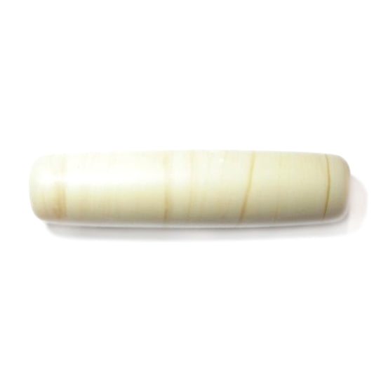 Frosted beige, oblong glass bead