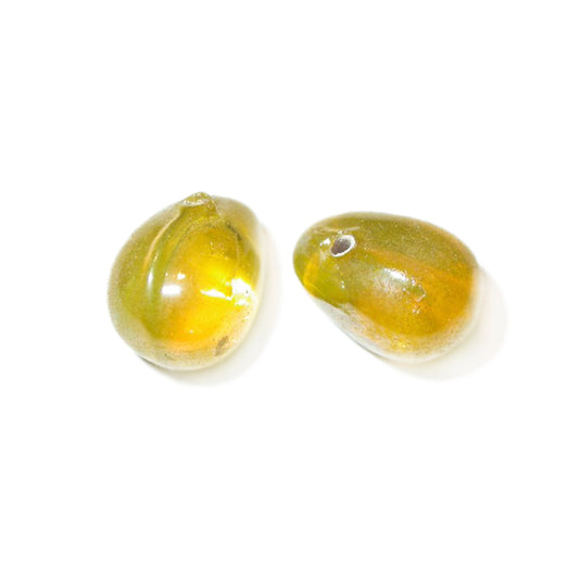 Yellow, dropform glass bead