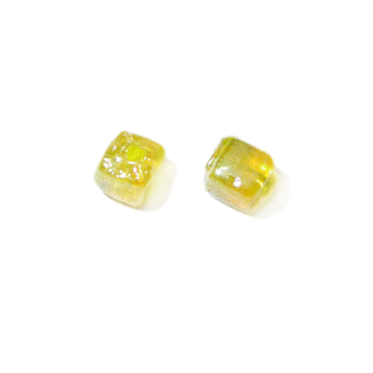 Yellow square glass bead