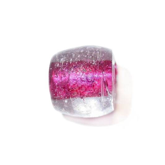 Transparent glas bead with fuchsia color inside