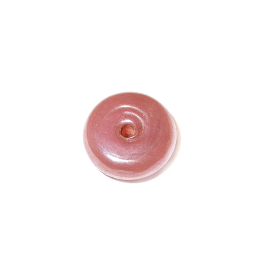 Salmon colored discusform, glass bead