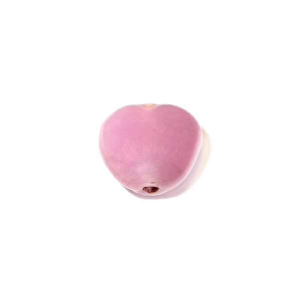 Pink glass bead in heartform